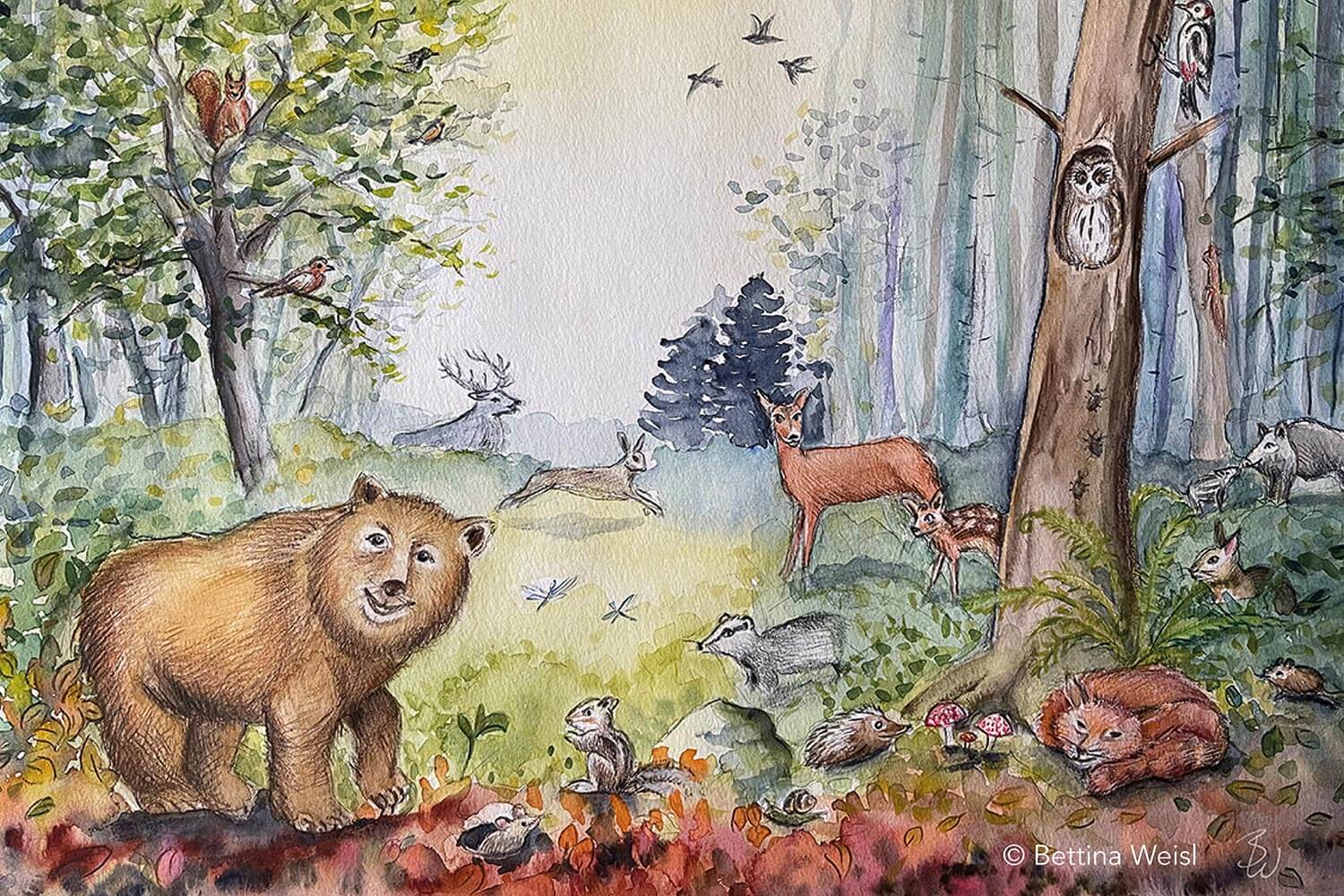 Wochenend-Workshop: Aquarellkurs – Der Wald erwacht – Tiere Zeichnen mit Aquarellfarben und Aquarellstiften